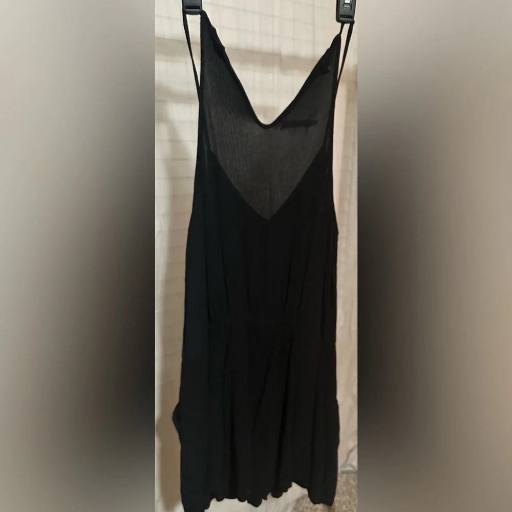 Maurices black and white crochet cold shoulder v neck romper - Picture 2 of 3